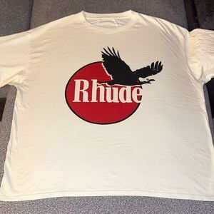 Rhude Cream and Red Short Sleeve Tee